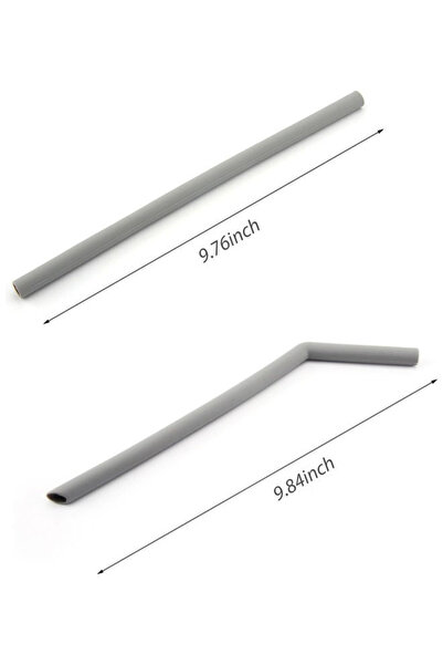 Generic 6 Pieces Reusable Silicone Drinking Straws with 2 Cleaning Brushes - Multicolour