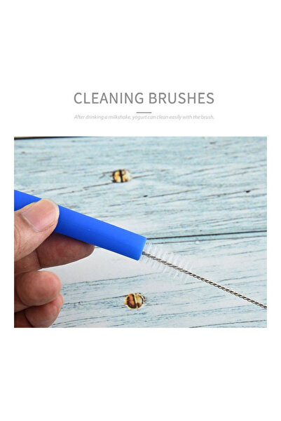 Generic 6 Pieces Reusable Silicone Drinking Straws with 2 Cleaning Brushes - Multicolour