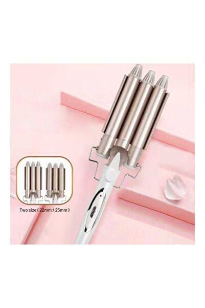 Generic 3-Barrel Portable Hair Curler Gold/White
