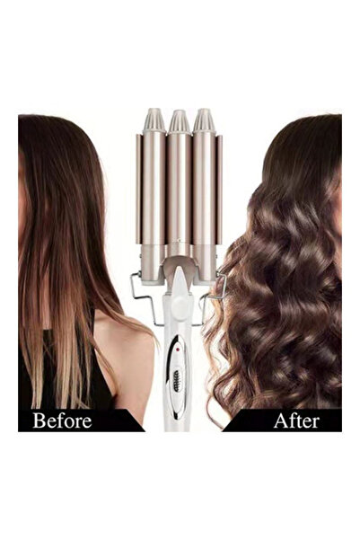Generic 3-Barrel Portable Hair Curler Gold/White