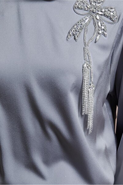 Alvina Satin Blouse - Stone Detailed, Model 44734