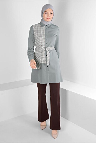 TRENDTESETTÜR ΓΥΝΑΙΚΕΙΑ ΓΚΡΙ ΖΩΝΗ ΚΑΡΟΥΜΕΝΗ ΤΟΥΝΙΚΑ ΜΕ ΣΧΕΔΙΟ T 43377