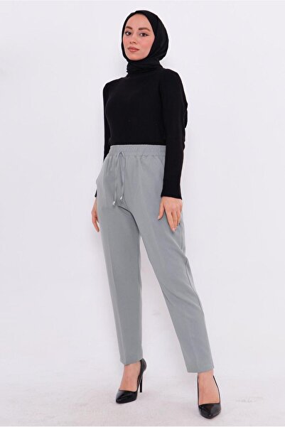 TRENDTESETTÜR A.Grey Women's Gray Elastic Waist Pants - t 80004