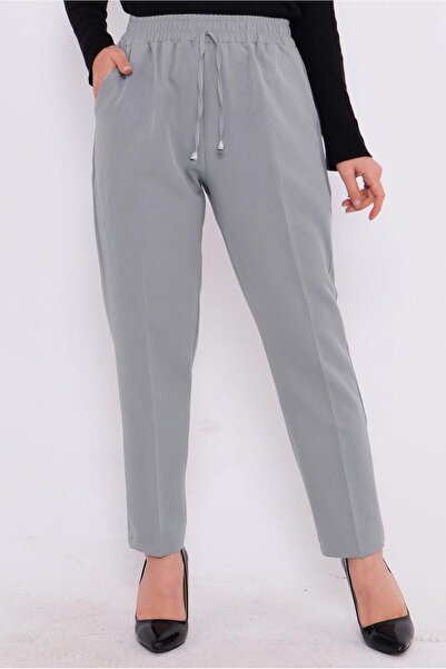 TRENDTESETTÜR A.Grey Women's Gray Elastic Waist Pants - t 80004