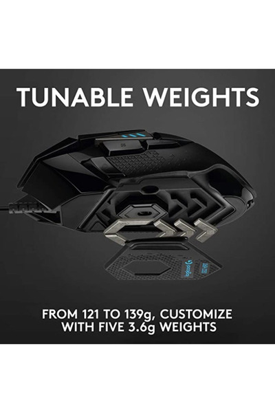 logitech ماوس الألعاب السلكي G502 Hero G502 Hero ذو الوزن القابل للتعديل والأداء العالي والمريح للألعاب الإلكترونية