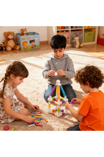 Bufnitel Magnetic STEM Construction Set - Flexible Tubes (57 pieces)