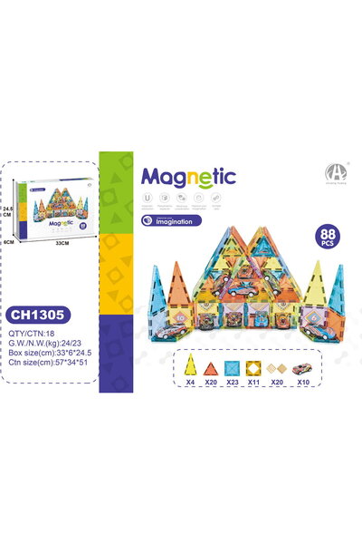 Bufnitel Magnetic game - Car parking 88 pieces (5.5 cm)