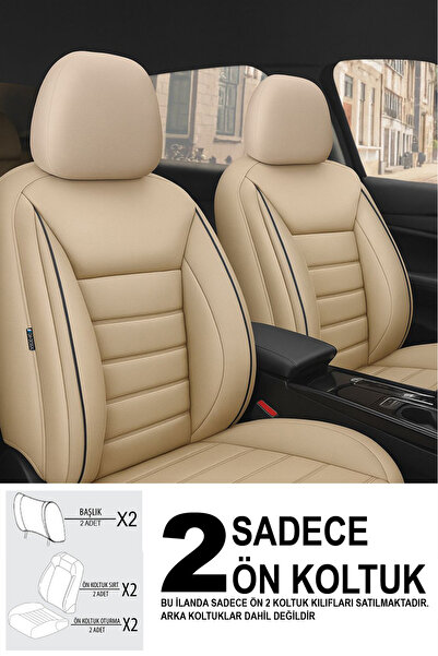 GM-DESIGN Jet Leather Front 2 Seats Auto Seat Cover (Doblo Van-Panelvan 1+1-Fiorino-Combo)