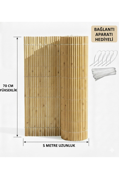 Bygolden Doğal Kamış Hasır Balkon Çiti 70 Cm X 5 Metre