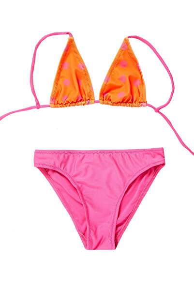 Argento Puantiyeli Üçgen Çocuk Bikini Takımı