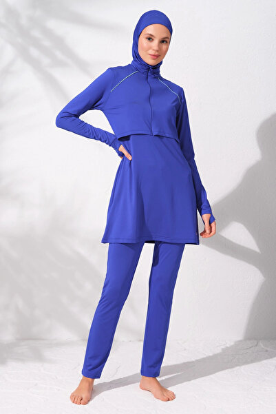 Pierre Cardin Long Sleeve Zippered Hijab Swimsuit Sax 231917