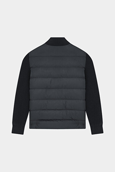 W Collection Stand-Up Collar Zippered Black Coat