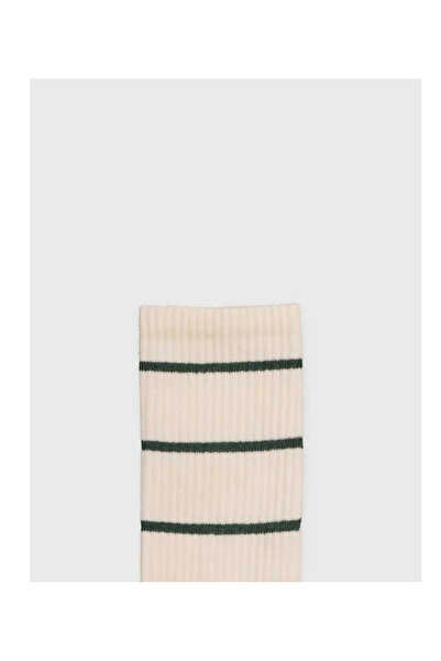 Buly Striped Corded Fabric Knitted Long Socks