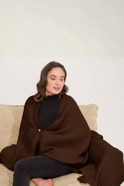 Miespiga Coco Rice Knitted Pompom Knitwear Tv Blanket Throw Sofa Shawl