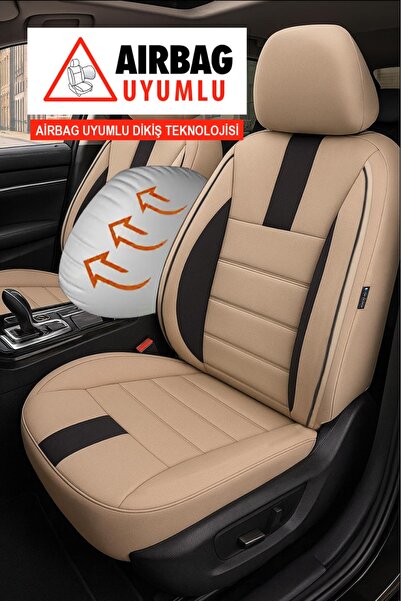 GM-DESIGN Onyx Beige Armrest Front 2 Car Seat Cover (Doblo Van-Panel Van 1+1-Fiorino-Combo)