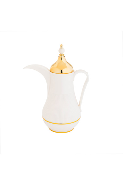 Alaska Alaskan Dallah Thermos, White with Gold, 1 Liter