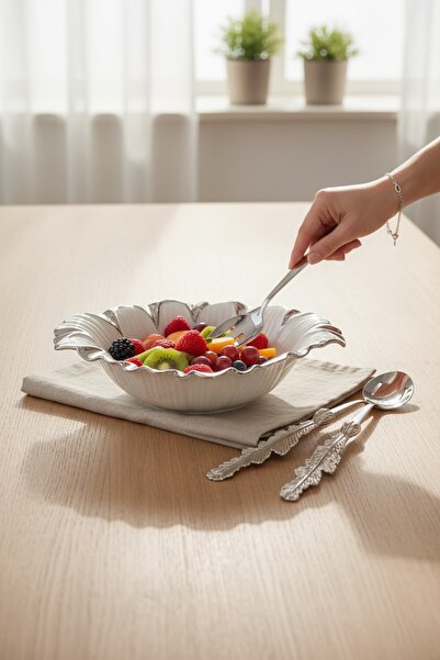 ROY KING FLORA SILVER OVAL DERİN SUNUM TABAK 28*16*7 CM