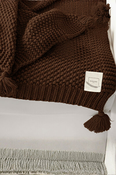 Miespiga Coco Rice Knitted Pompom Knitwear Tv Blanket Throw Sofa Shawl