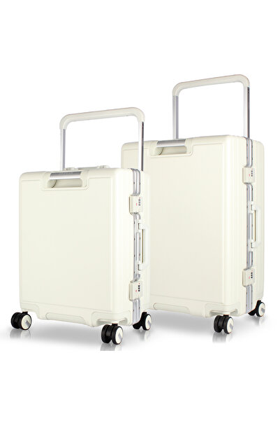Zeplin Luna PC Policarbon 2'li Valiz Seti (Kabin ve Orta) Krem