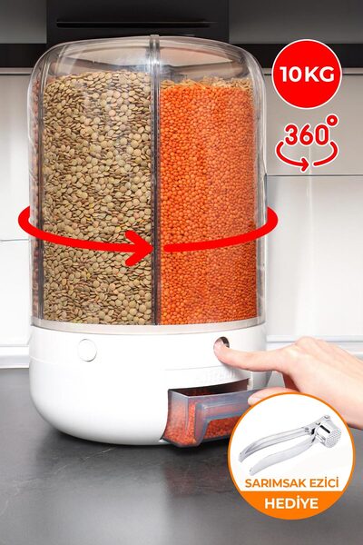 ALİTECH 10 Kg Capacity Styles Food and Pulses, Storage Container, 6 Compartments, Organizer 360 Degree Rotatable