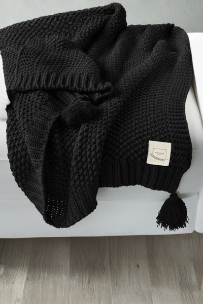 Miespiga Coco Rice Knitted Pompom Knitwear Tv Blanket Throw Sofa Shawl