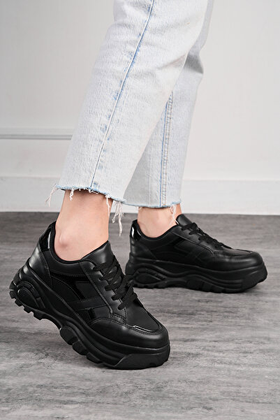 Allyup Μαύρο Sneaker - Casual Γυναικεία Αθλητικά Παπούτσια, Χοντρή ψηλή σόλα,...