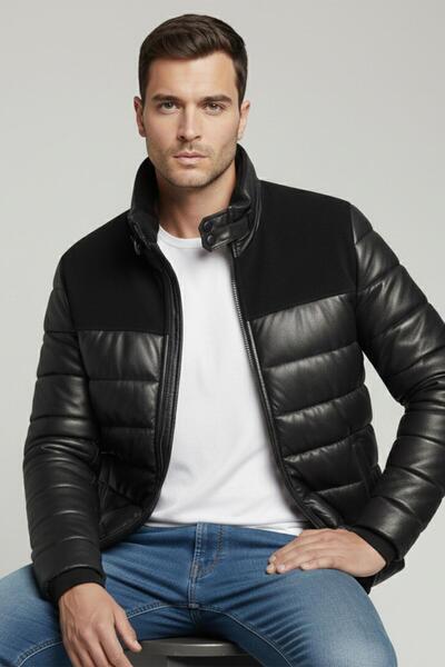 Deriderim Renzo Süet Garnili Erkek Deri Kaban