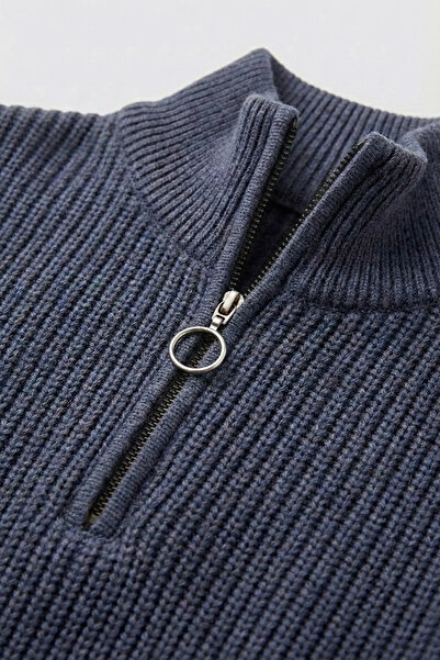 inpool Bărbați, cu jumătate de fermoar, guler înalt, iarnă, tricotat, Old Money Culture, pulover PLTK06