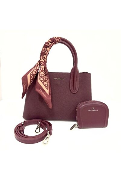Chrisbella Handbag with detachable Straps and Wallet (L 26x11x18 cm) colour: Dark Brown