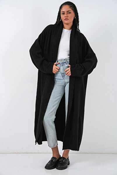 Bigdart Γυναικεία Μακριά Πλεκτά Ζακέτα Oversize 15924 - Μαύρη