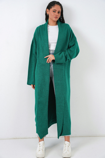 Bigdart Γυναικεία Μακριά Πλεκτά Ζακέτα Oversize 15924 - Emerald Green