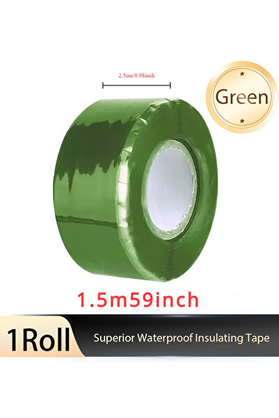 Choice شريط سيليكون أخضر فائق القوة مقاوم للماء، 25 مم، 1.5 متر، يمنع التسربا...