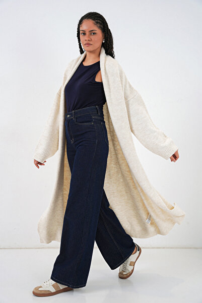 Bigdart Lange Oversize-Strickjacke für Damen 15924 – Ecru