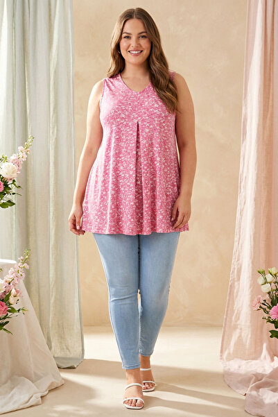 Stil Diva Μπλούζα με λαιμόκοψη με λαιμόκοψη Lycra Plus Size - 321778