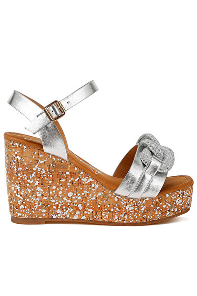 london Rag Women Chain Link Detail Wedge Sandals in Silver