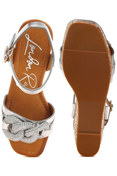 london Rag Women Chain Link Detail Wedge Sandals in Silver