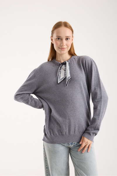 Moda Days Pulover de damă cu decolteu în V cu sclipici antracit