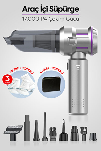 wimi Kablosuz Araç İçi Süpürge, 17000PA Güçlü Vakum ve Üfleme Özelliği