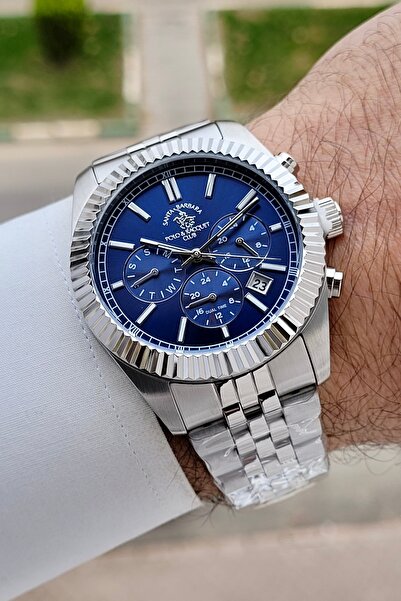 Santa Barbara Polo & Racquet Club Kadranı Lacivert Kordonu Gümüş Renk 41 mm R...