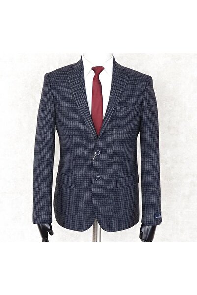 Jan Carlucci Yünlü Erkek Regular Fit Mono Yaka Lacivert Drop 6 Tek Ceket