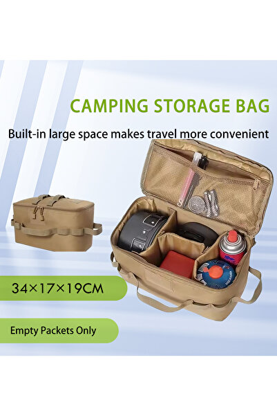 Choice حقيبة تخزين للتخييم في الهواء الطلق باللون الكاكي، سلة موقد غاز، حقيبة حمل، حقيبة نزهة، أدوات طهي