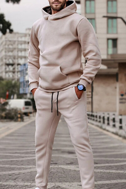 YAKAMEL Erkek 3 Iplik BEJ Pırate Eşofman Takımı