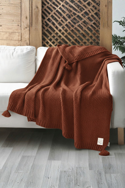 Miespiga Coco Rice Knitted Pompom Knitwear Tv Blanket Throw Sofa Shawl