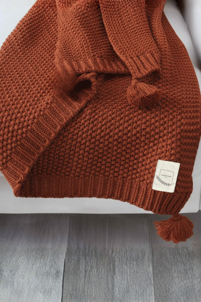 Miespiga Coco Rice Knitted Pompom Knitwear Tv Blanket Throw Sofa Shawl