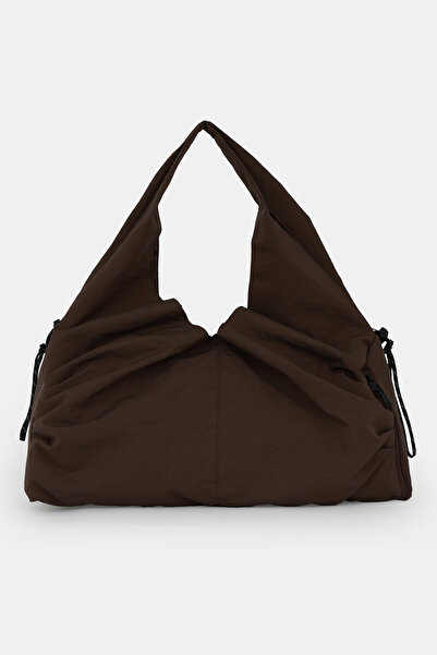 ICONE BAG Icone Pleated Zippered Yoga Bag, Fitness Bag, Gym Saddlebag Look Pleated Brown Sports Bag