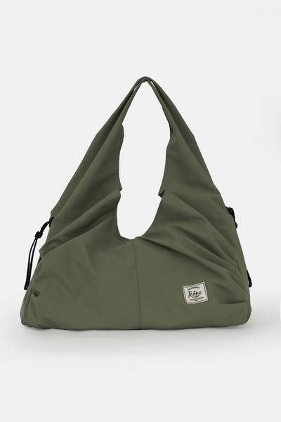 ICONE BAG Icone Pleated Zippered Yoga Bag, Fitness Bag, Gym Saddlebag Look Pleated Khaki Sports Bag