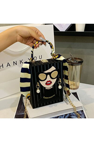 URBAN STYLE Ladyhead Faux Pearl Earrings Design Handbag for Women