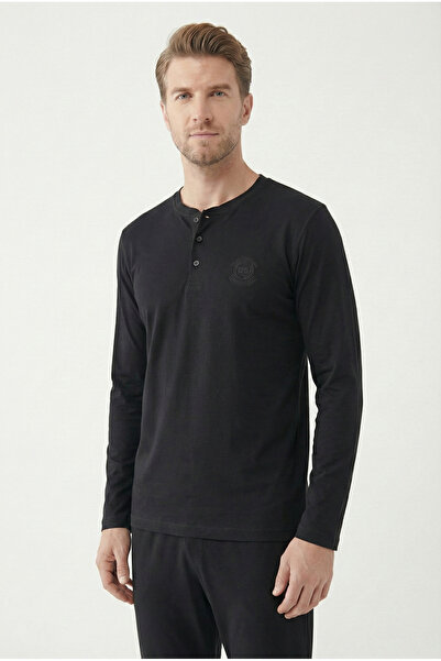 D'S Damat Ds Damat New Year Special Gift Boxed Modal Fabric Pajama Set, Long Sleeve, Premium, Buttoned Collar Black