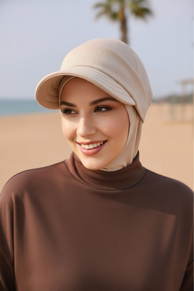Aisha's Design Şapcă Hijab detaşabilă Four Seasons, bej, B-82O
