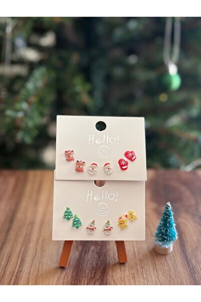 REIZ Yılbaşı serisi 6 çift küpe seti.